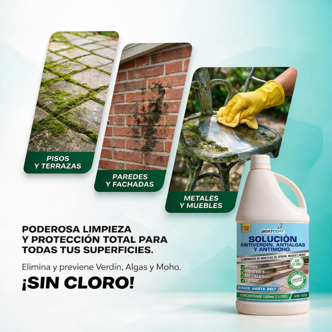 SOLUCIÓN LIQUIDA Antiverdín, Antialgas y Antimoho. | GOATCOAT™