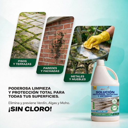 SOLUCIÓN LIQUIDA Antiverdín, Antialgas y Antimoho. | GOATCOAT™