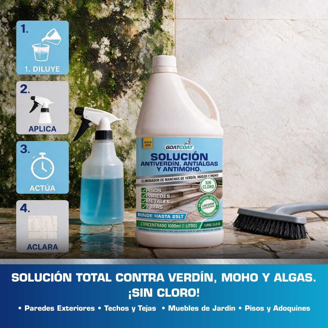SOLUCIÓN LIQUIDA Antiverdín, Antialgas y Antimoho. | GOATCOAT™