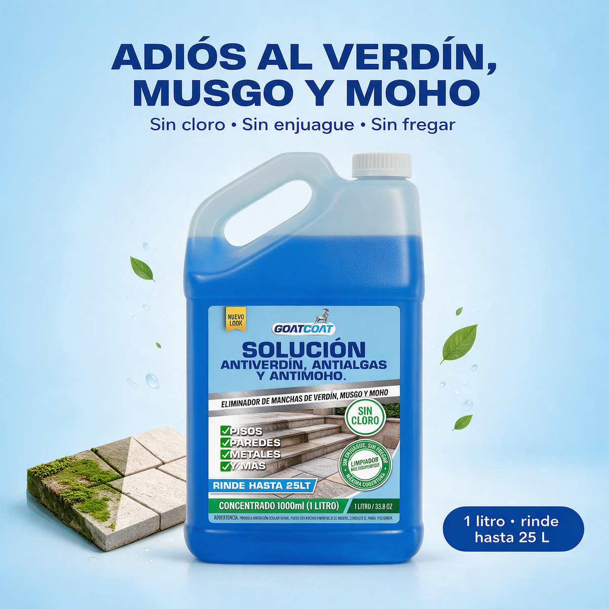 SOLUCIÓN LIQUIDA Antiverdín, Antialgas y Antimoho. | GOATCOAT™