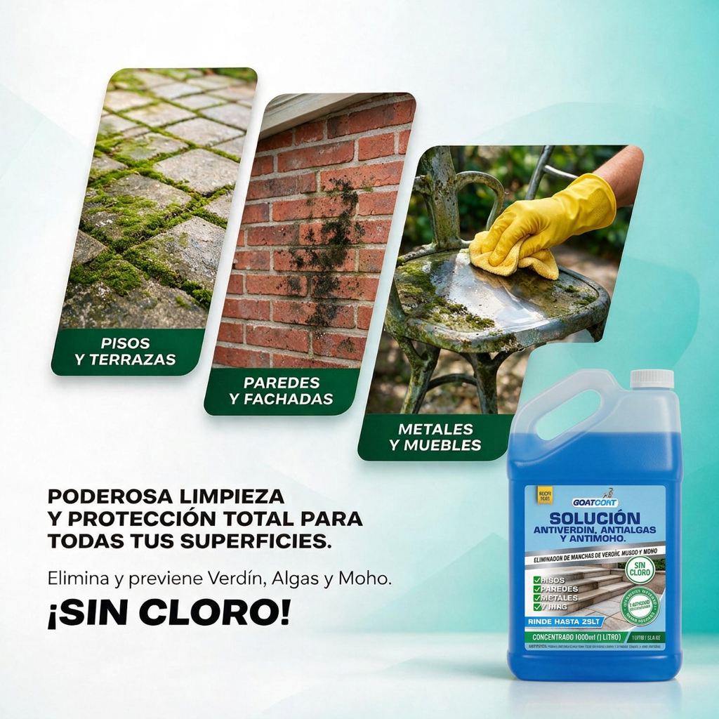 SOLUCIÓN LIQUIDA Antiverdín, Antialgas y Antimoho. | GOATCOAT™
